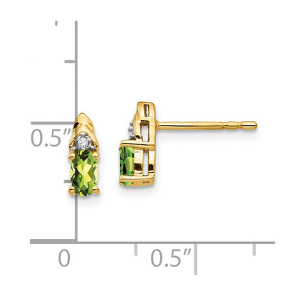 14K Gelbgold Diamant- und Peridot-Ohrringe