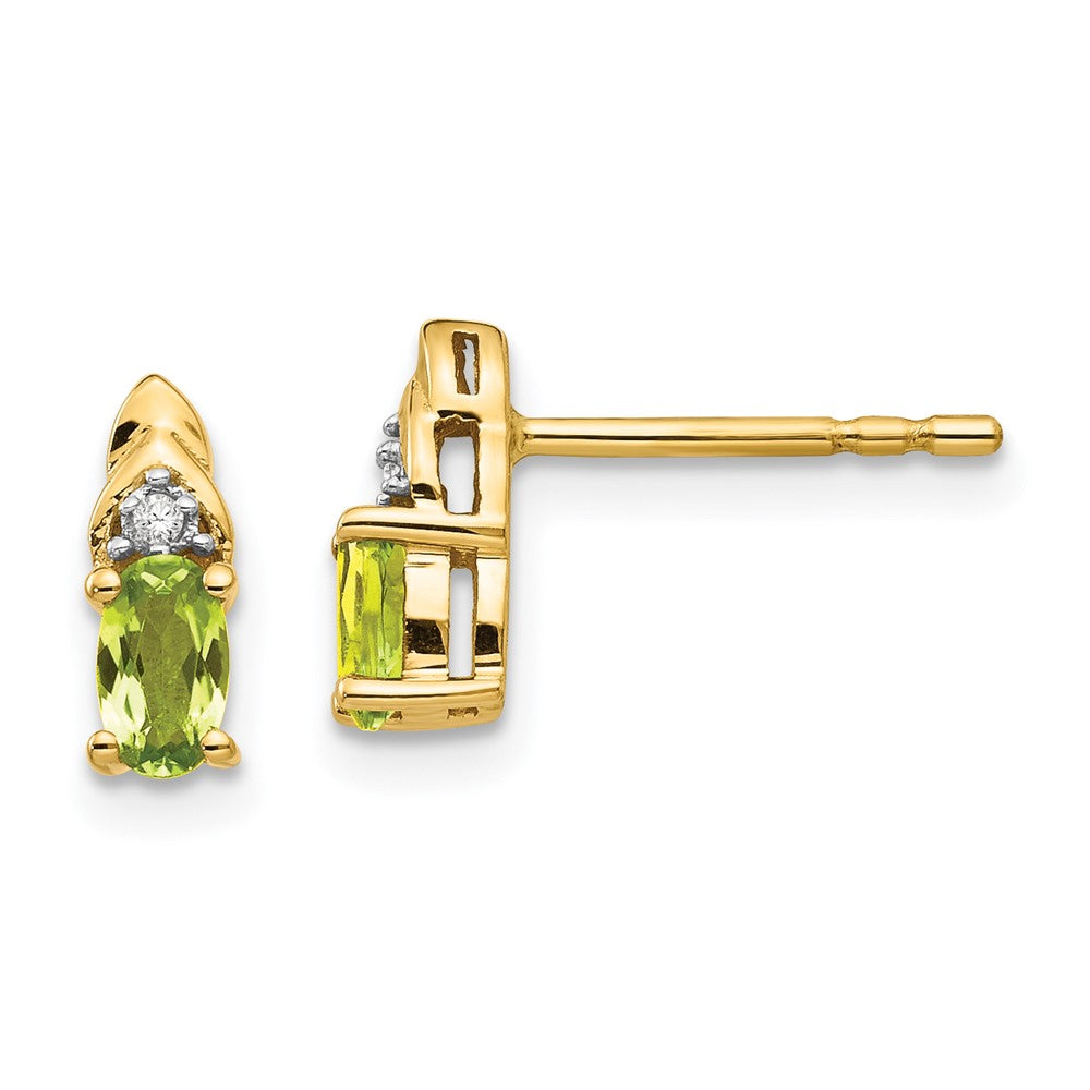 14K Gelbgold Diamant- und Peridot-Ohrringe