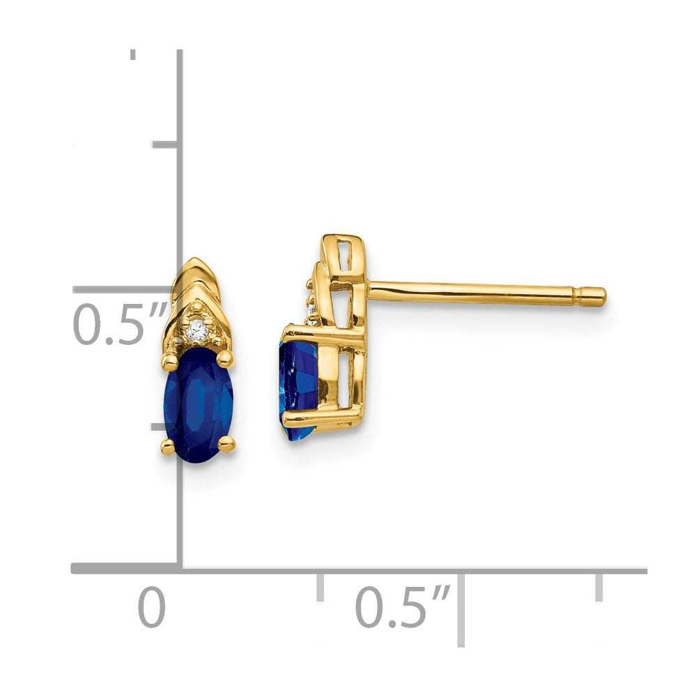 14K Ohrringe mit Diamanten und Saphiren