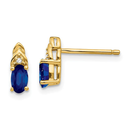 14K Ohrringe mit Diamanten und Saphiren