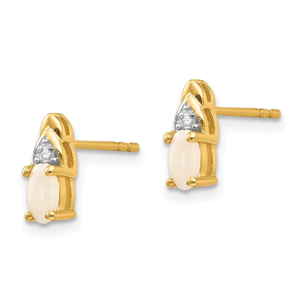 14K Gelbgold Diamant- und Opal-Ohrringe