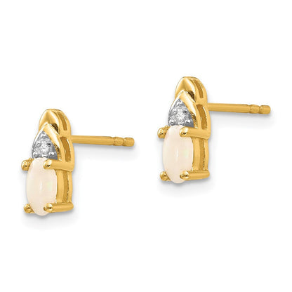 14K Gelbgold Diamant- und Opal-Ohrringe