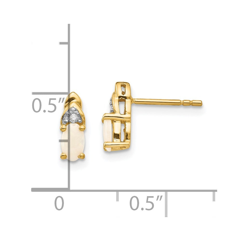 14K Gelbgold Diamant- und Opal-Ohrringe
