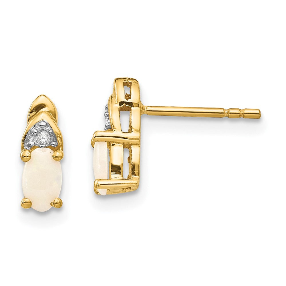 14K Gelbgold Diamant- und Opal-Ohrringe