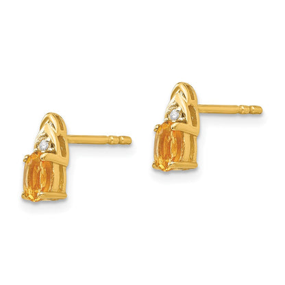 14K Ohrringe mit Diamanten und Citrin