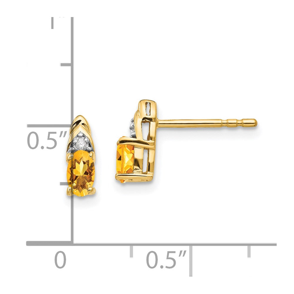 14K Ohrringe mit Diamanten und Citrin
