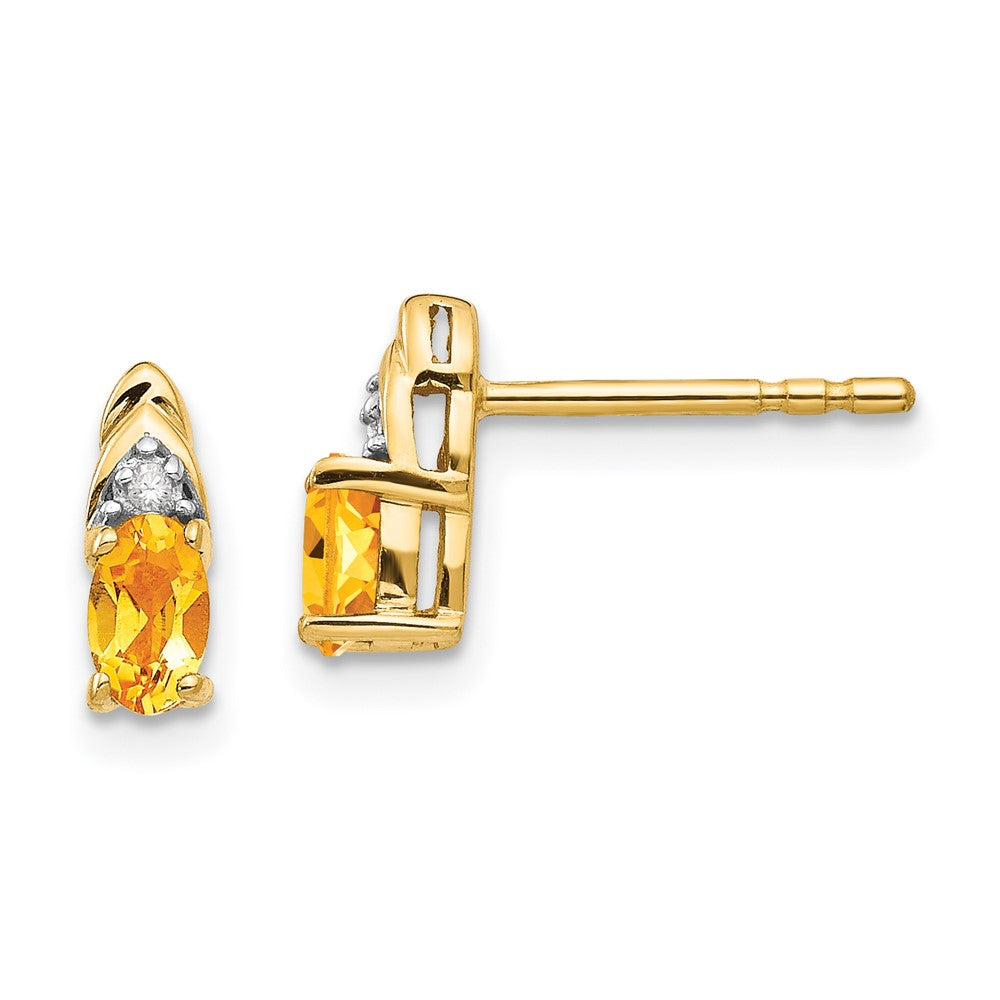 14K Ohrringe mit Diamanten und Citrin