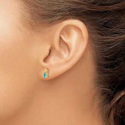 14K Gelbgold Ohrringe mit Diamant und Blautopas