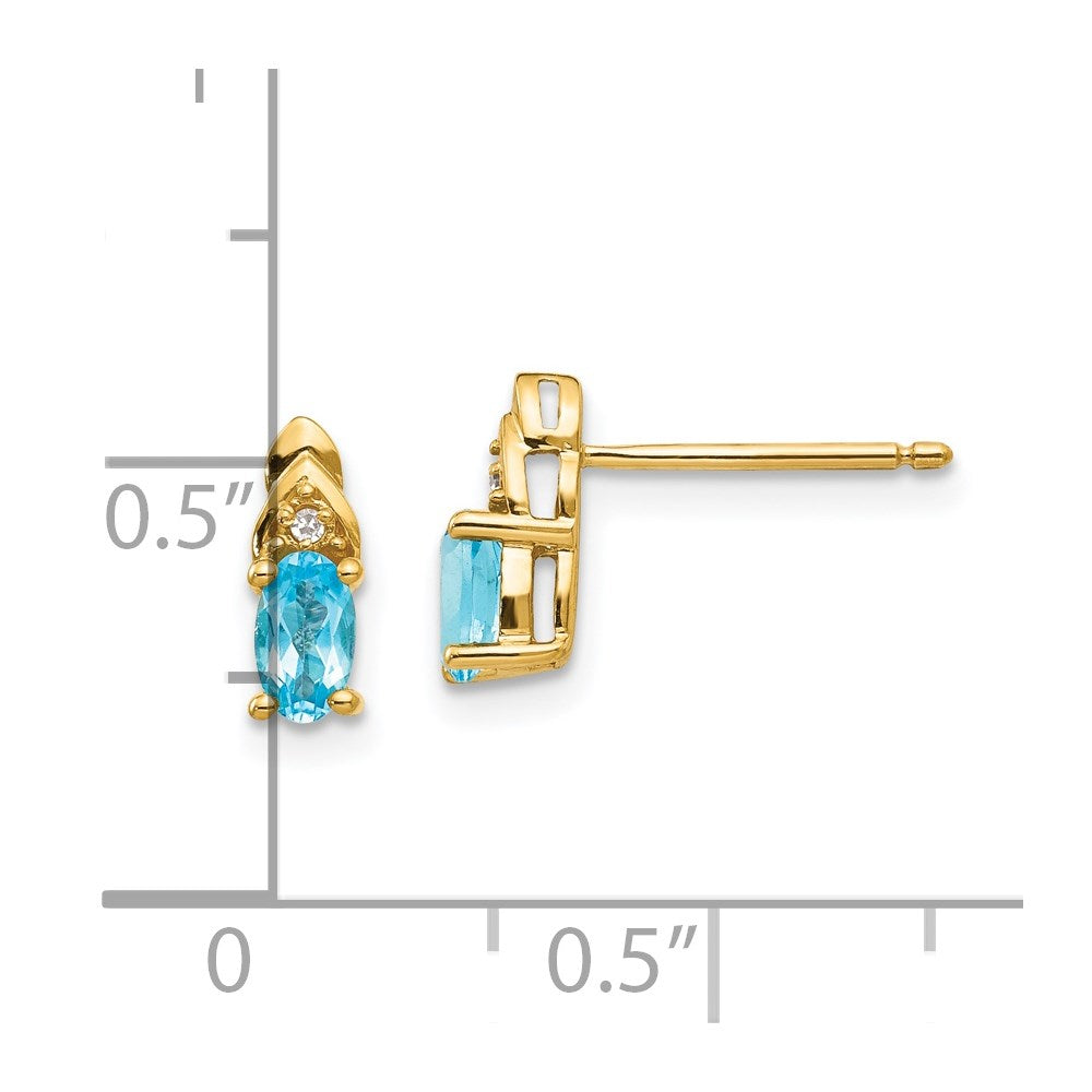 14K Gelbgold Ohrringe mit Diamant und Blautopas