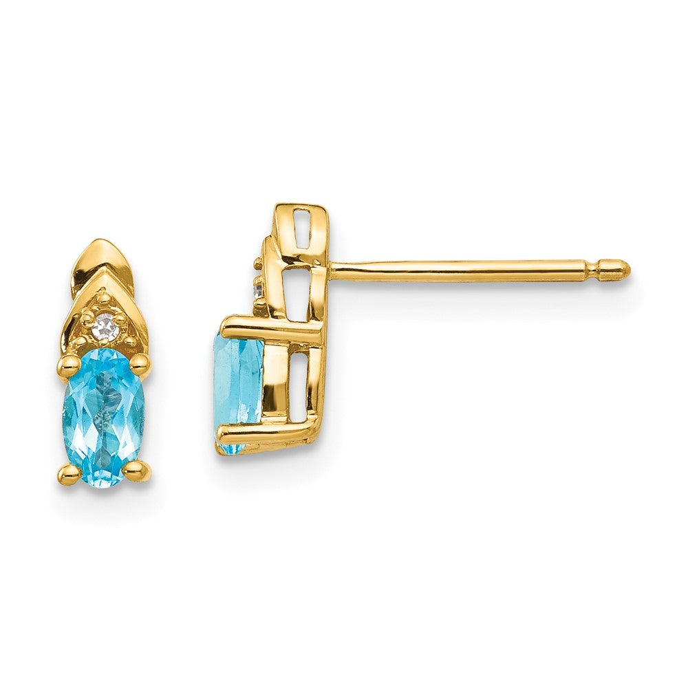 14K Gelbgold Ohrringe mit Diamant und Blautopas