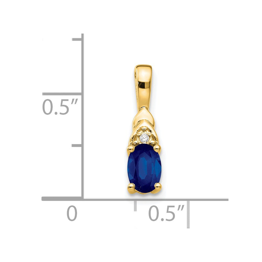 14K Gelbgold Anhänger mit Diamant und Saphir