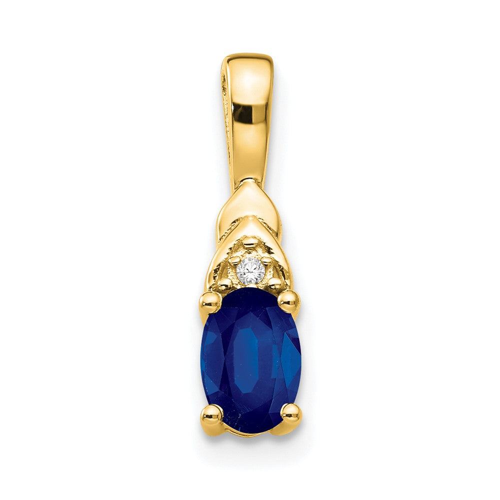 14K Gelbgold Anhänger mit Diamant und Saphir