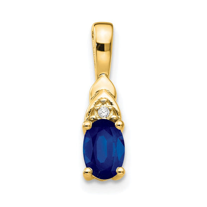 14K Gelbgold Anhänger mit Diamant und Saphir