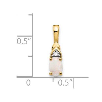 14K Gelbgold Anhänger mit Diamant und Opal