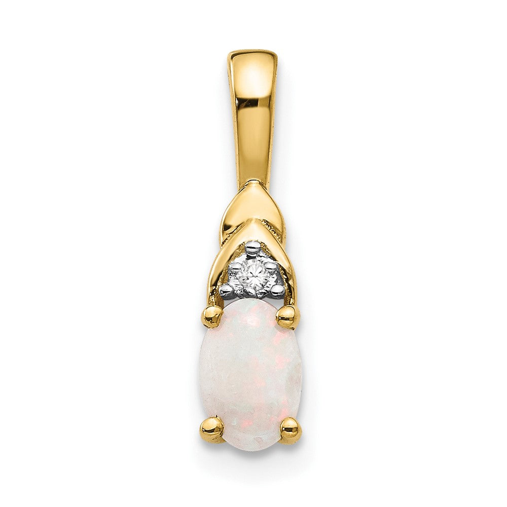 14K Gelbgold Anhänger mit Diamant und Opal