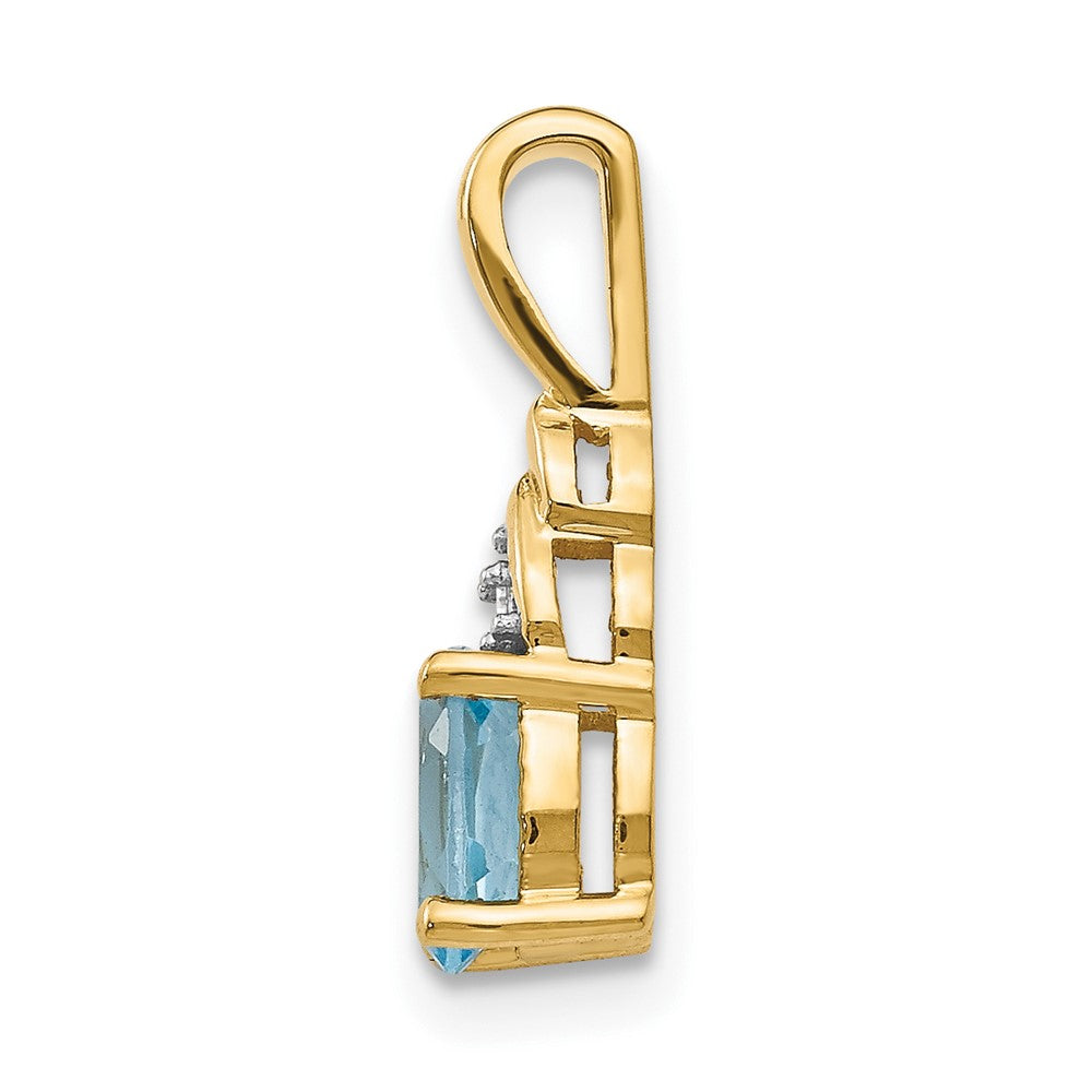 14K Gold Anhänger mit Diamant und blauem Topas