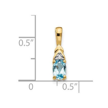 14K Gold Anhänger mit Diamant und blauem Topas