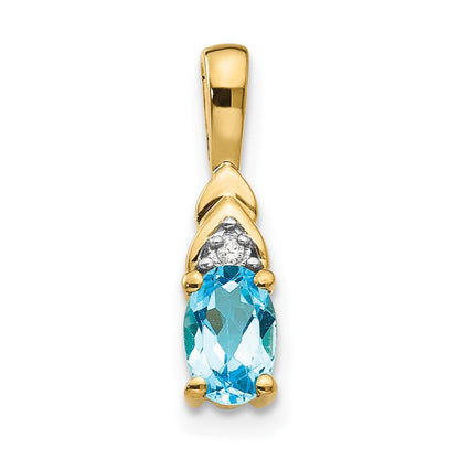 14K Gold Anhänger mit Diamant und blauem Topas