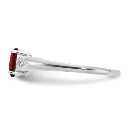 14K Weißgold Ring mit Granat und echten Diamanten
