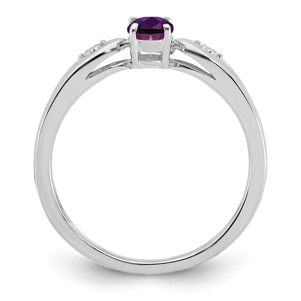 14K Weißgold Ring mit Amethyst und echten Diamanten