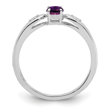 14K Weißgold Ring mit Amethyst und echten Diamanten