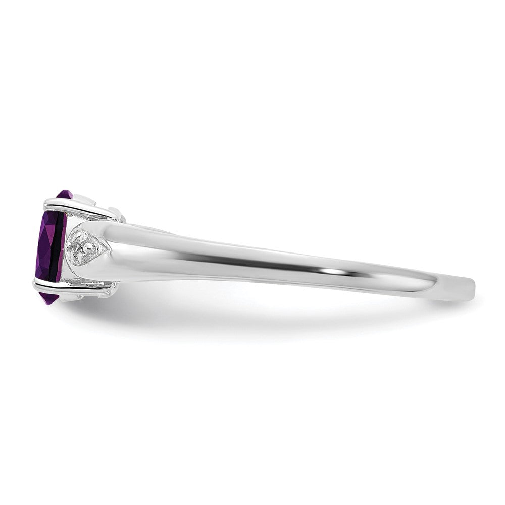 14K Weißgold Ring mit Amethyst und echten Diamanten
