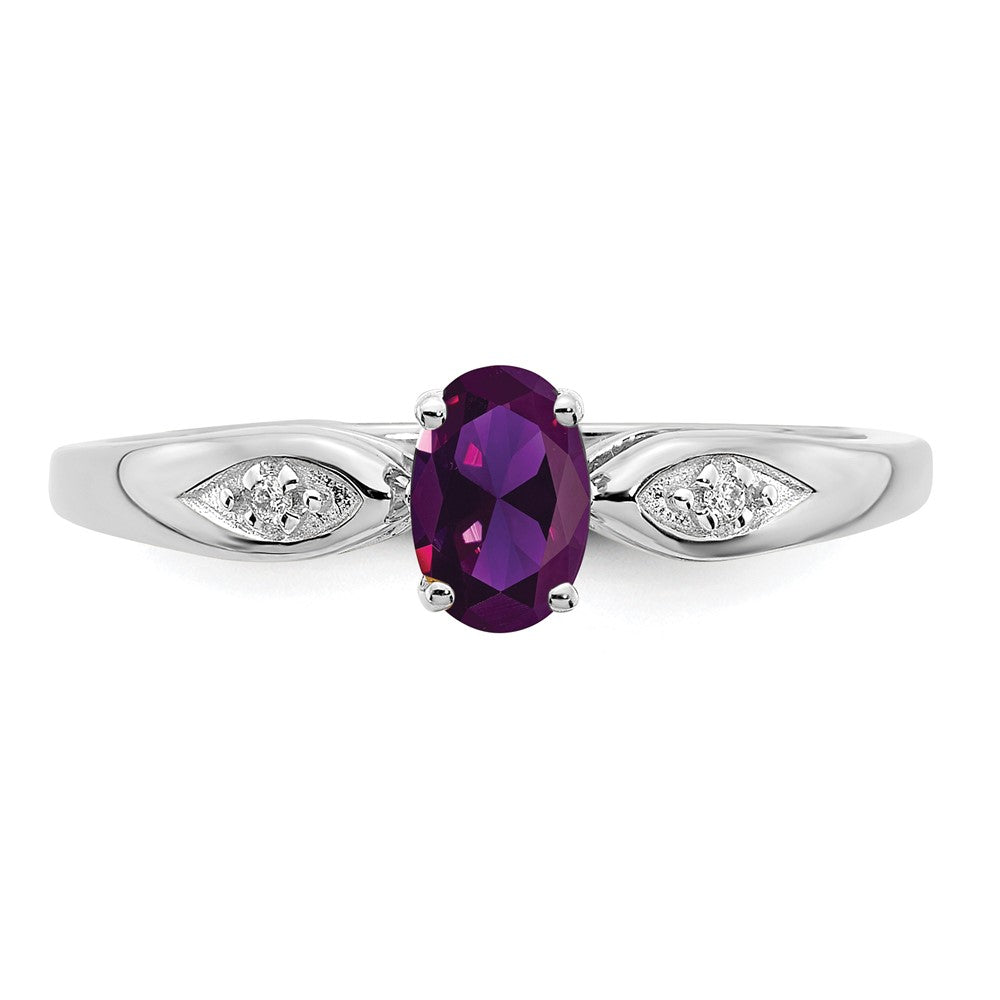 14K Weißgold Ring mit Amethyst und echten Diamanten