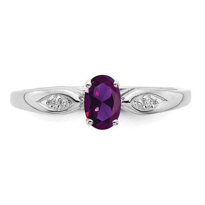 14K Weißgold Ring mit Amethyst und echten Diamanten