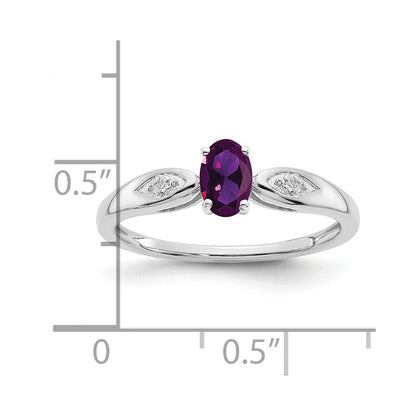 14K Weißgold Ring mit Amethyst und echten Diamanten