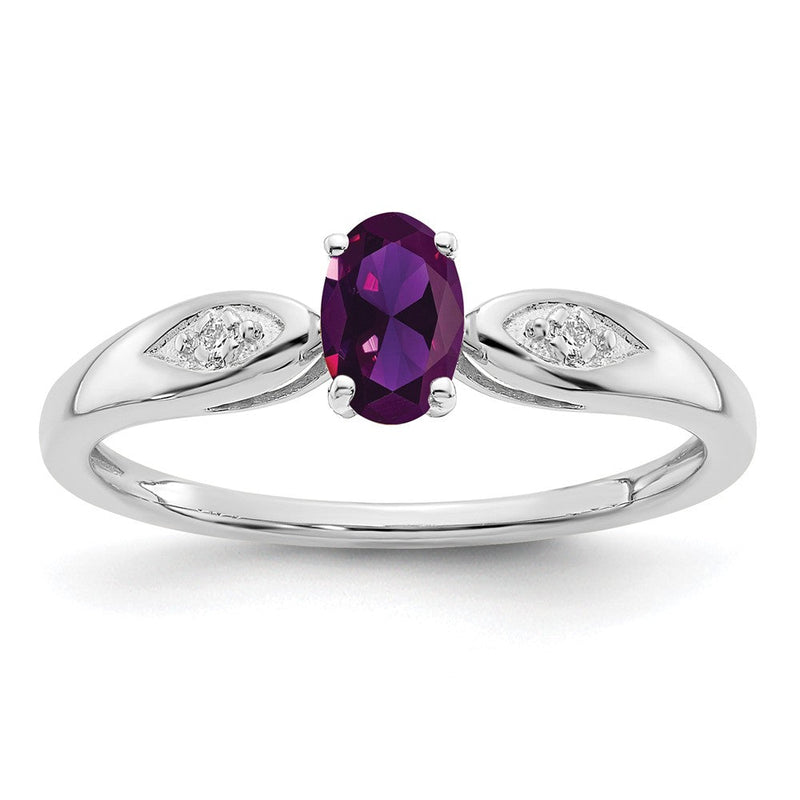 14K Weißgold Ring mit Amethyst und echten Diamanten