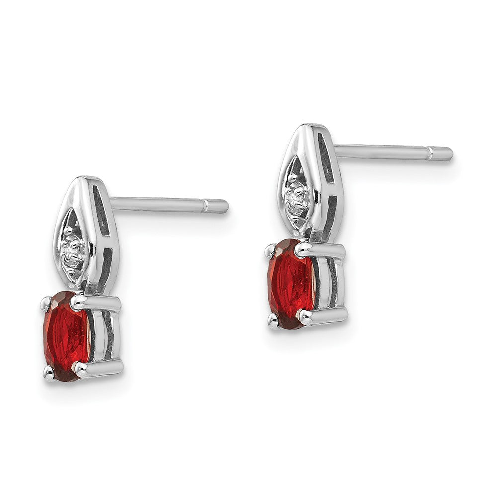 14K Weißgold Ohrringe mit Granat und Diamant