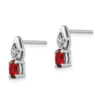 14K Weißgold Ohrringe mit Granat und Diamant