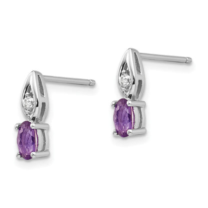 Ohrringe aus 14K Weißgold mit Amethyst und Diamant