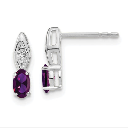 Ohrringe aus 14K Weißgold mit Amethyst und Diamant