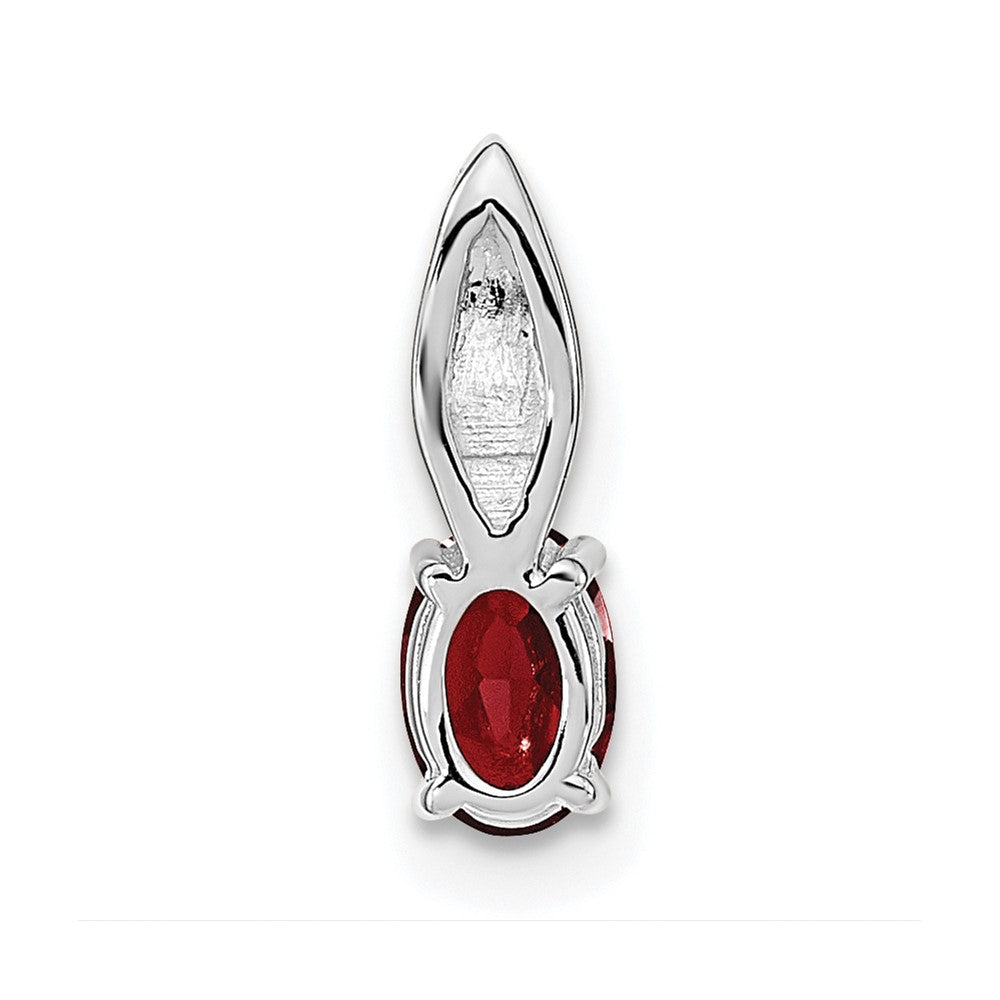 14K Weißgold Anhänger mit Granat und Diamant
