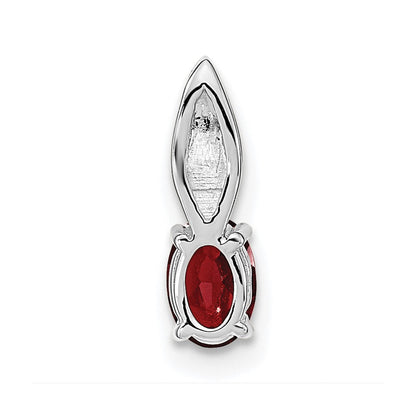 14K Weißgold Anhänger mit Granat und Diamant