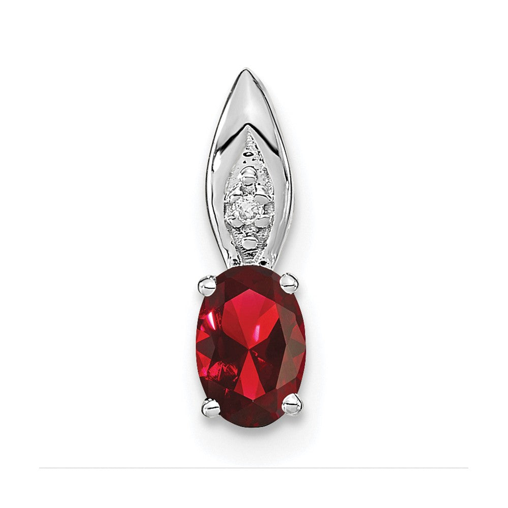 14K Weißgold Anhänger mit Granat und Diamant