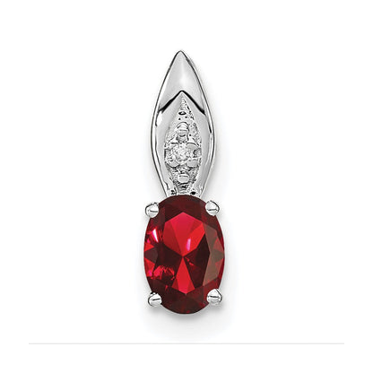 14K Weißgold Anhänger mit Granat und Diamant