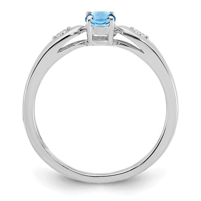14K Weißgold Ring mit Aquamarin und echten Diamanten