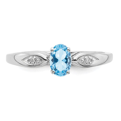 14K Weißgold Ring mit Aquamarin und echten Diamanten