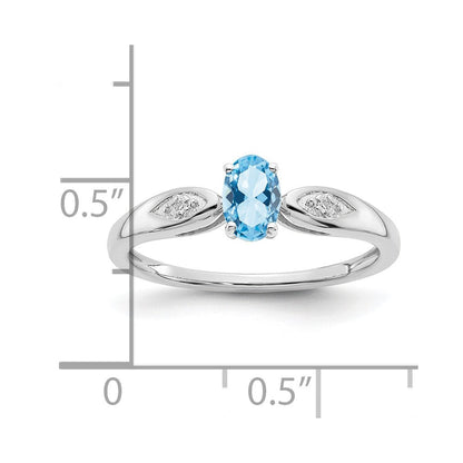 14K Weißgold Ring mit Aquamarin und echten Diamanten