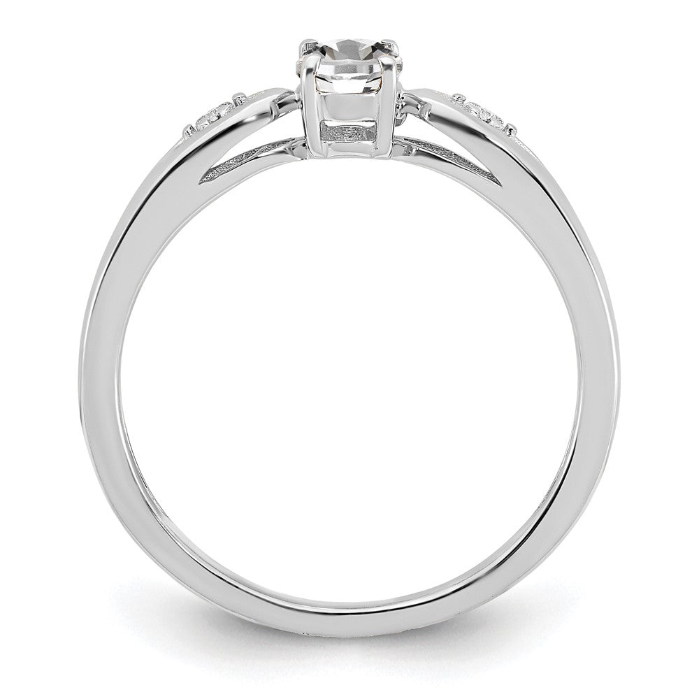 14K Weißgold Ring mit Topas und echten Diamanten
