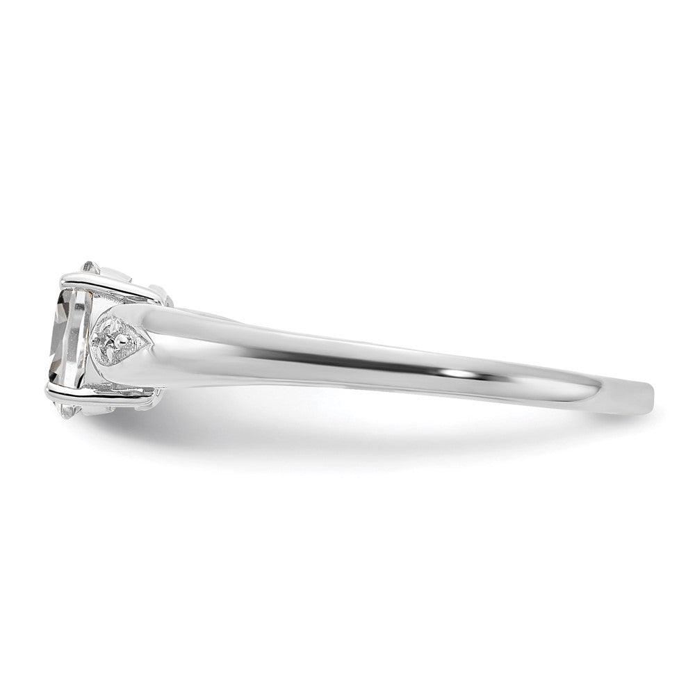 14K Weißgold Ring mit Topas und echten Diamanten