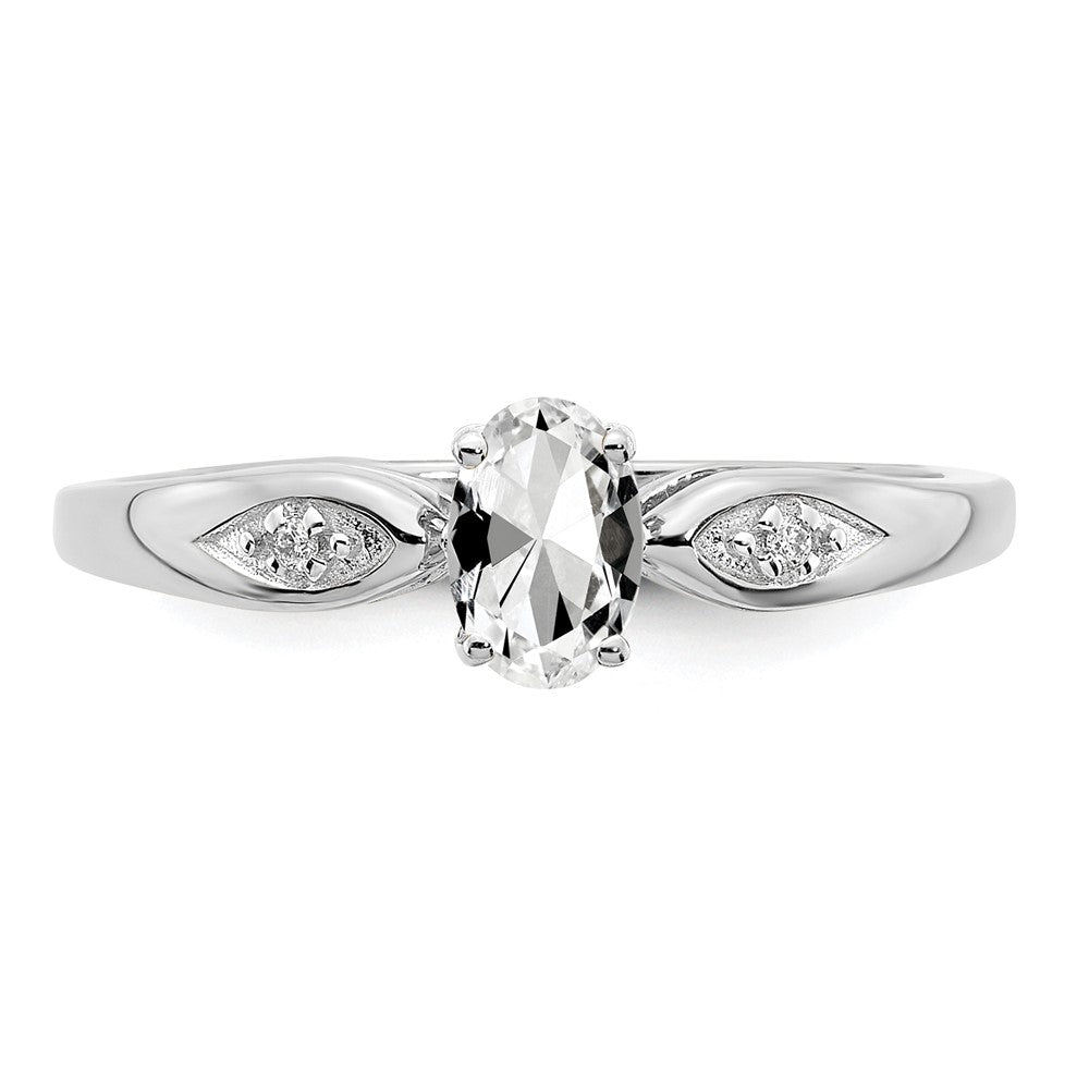 14K Weißgold Ring mit Topas und echten Diamanten