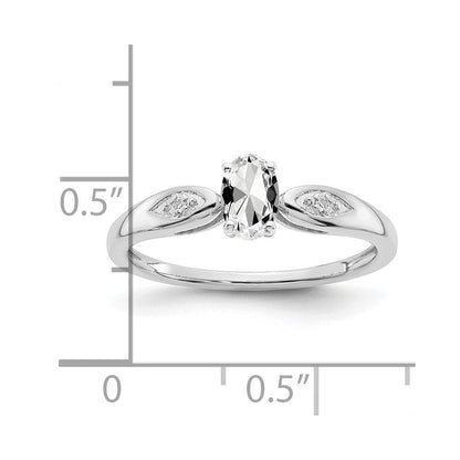 14K Weißgold Ring mit Topas und echten Diamanten