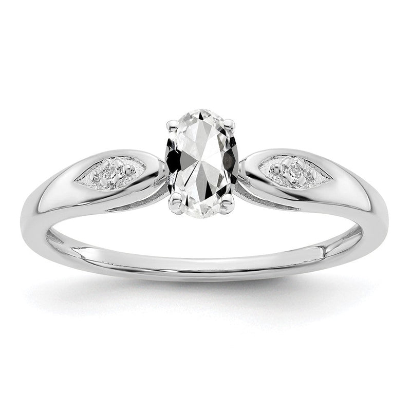 14K Weißgold Ring mit Topas und Diamanten