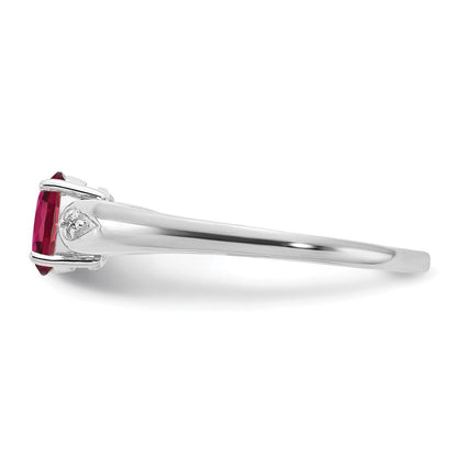 14K Weißgold Ring mit Rubin und echten Diamanten