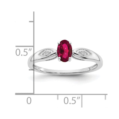 14K Weißgold Ring mit Rubin und echten Diamanten