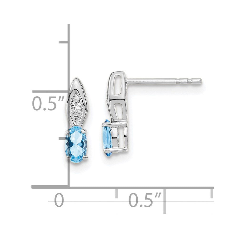 14 Karat Weißgold Ohrstecker mit Aquamarin und Diamant