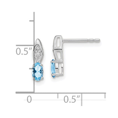 14 Karat Weißgold Ohrstecker mit Aquamarin und Diamant